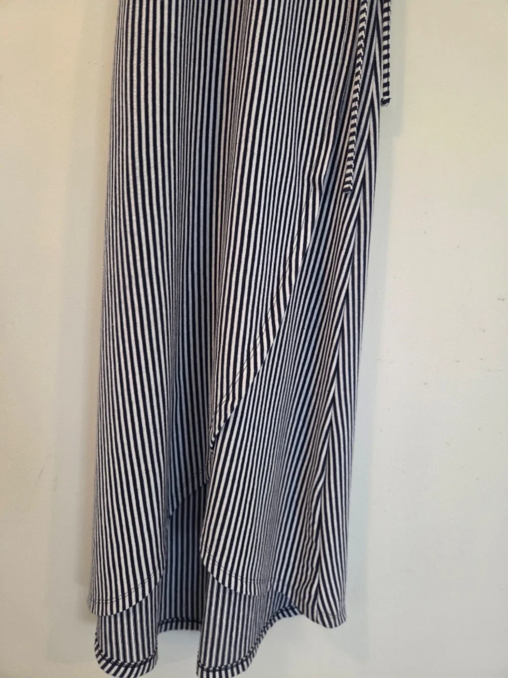 Striped faux wrap blue/white stripe long midi dress S summer coastal preppy knit - Picture 6 of 13